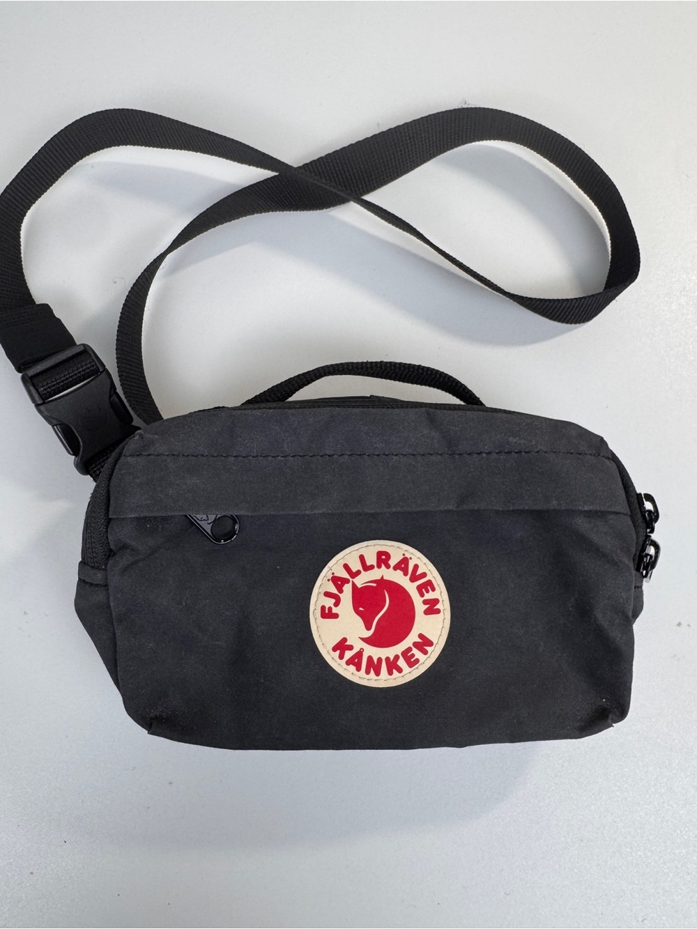 Fjallraven Kanken Black Waist Pack with Red Logo Sweden